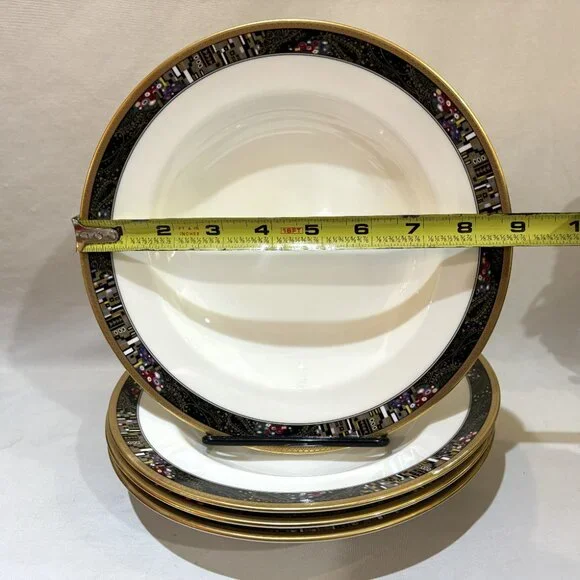 Set of 4 Mikasa Bone China CAG II Royal Glimmer Soup Pasta Bowls Made in Japan